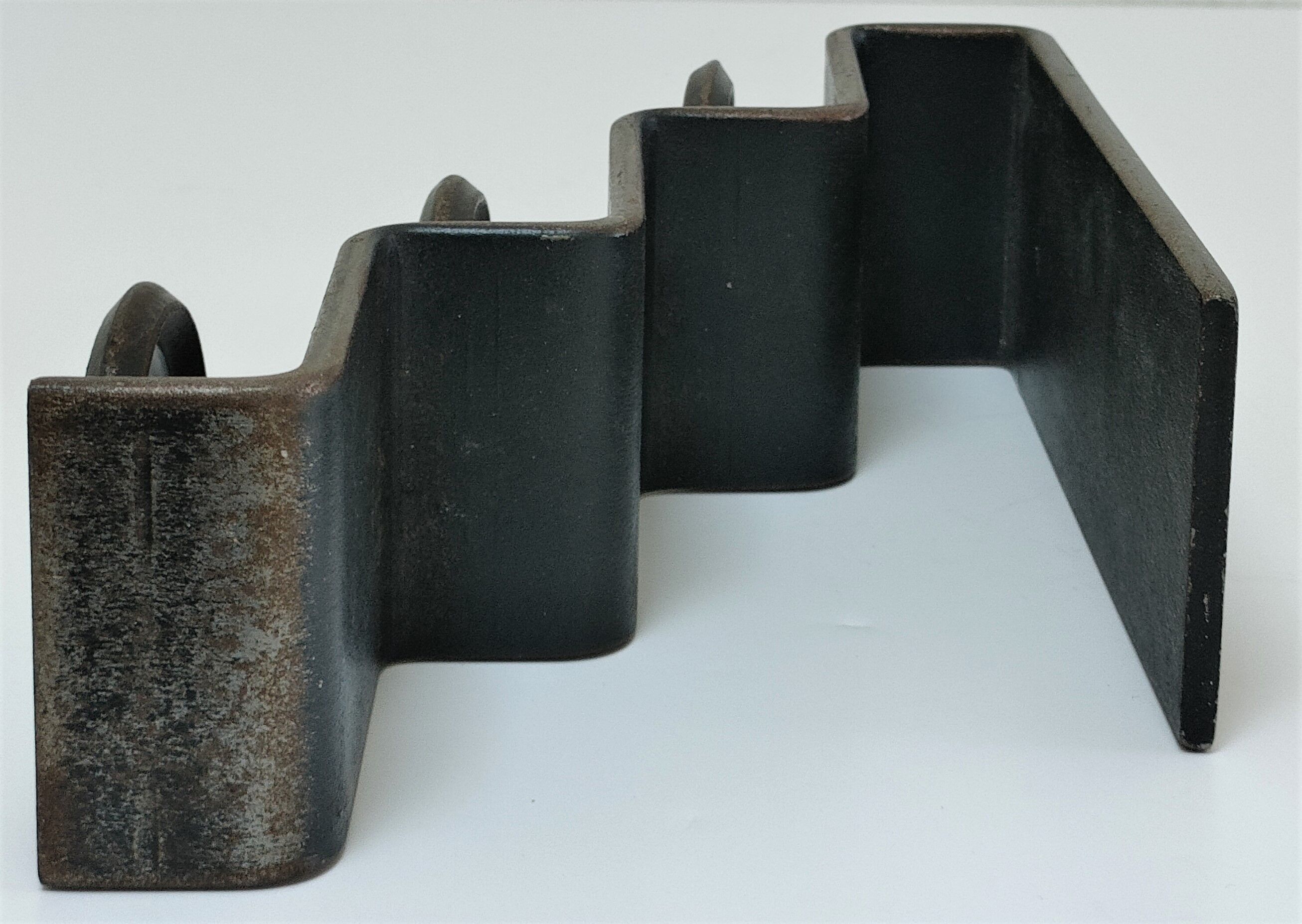 Sculptural candle holder patinated steel design 80s