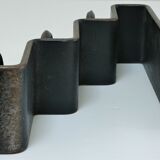 Sculptural candle holder patinated steel design 80s