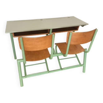 Bureau d'écolier double des années 70