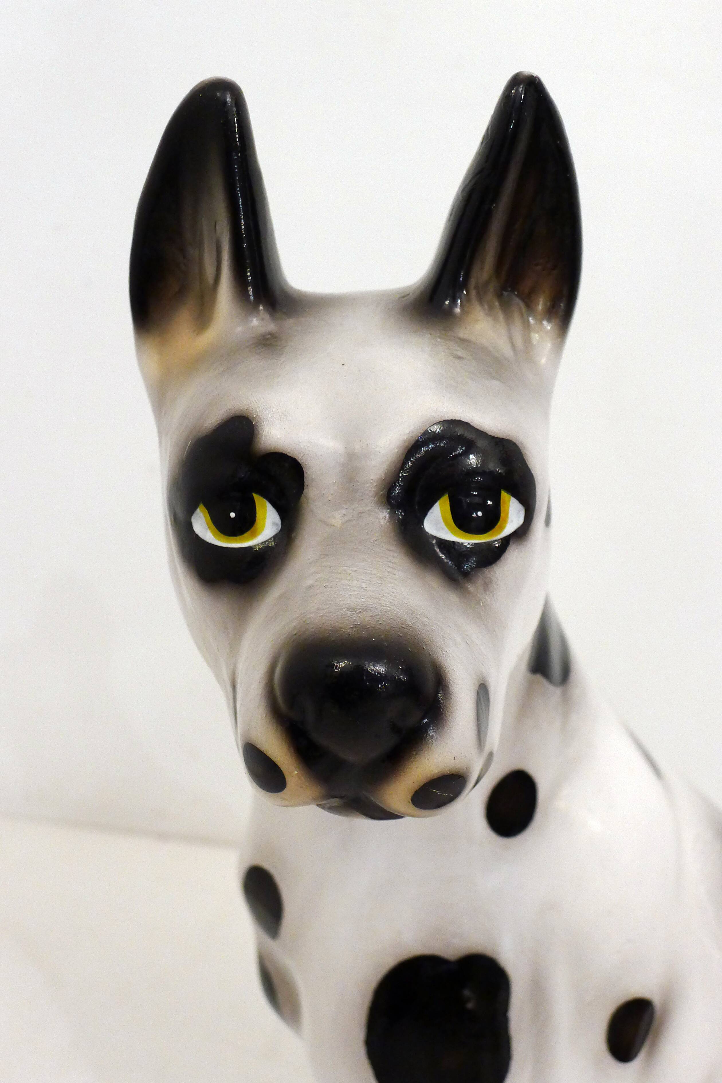 Large black and white ceramic dog (H 46 cm)