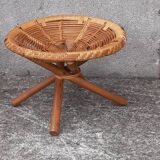 Low wicker and rattan stools, 1970s. (Set of 3)