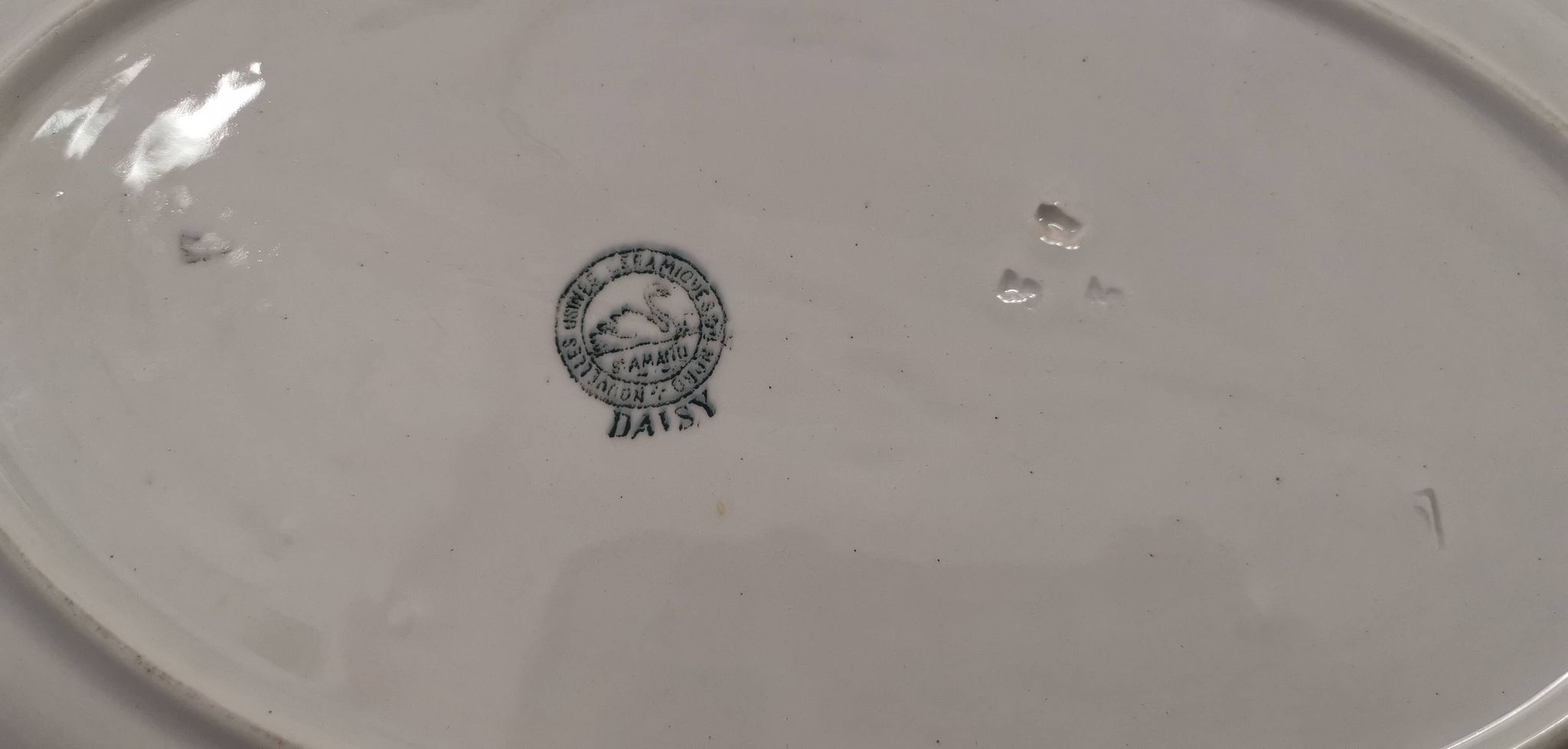 Ancien plat ovale terre de fer manufacture st amand modèle: daisy