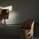 Sculptural Norwegian trunk chair in mid-century brutalist solid wood.