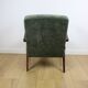 Fauteuil vintage en velours olive, rénové