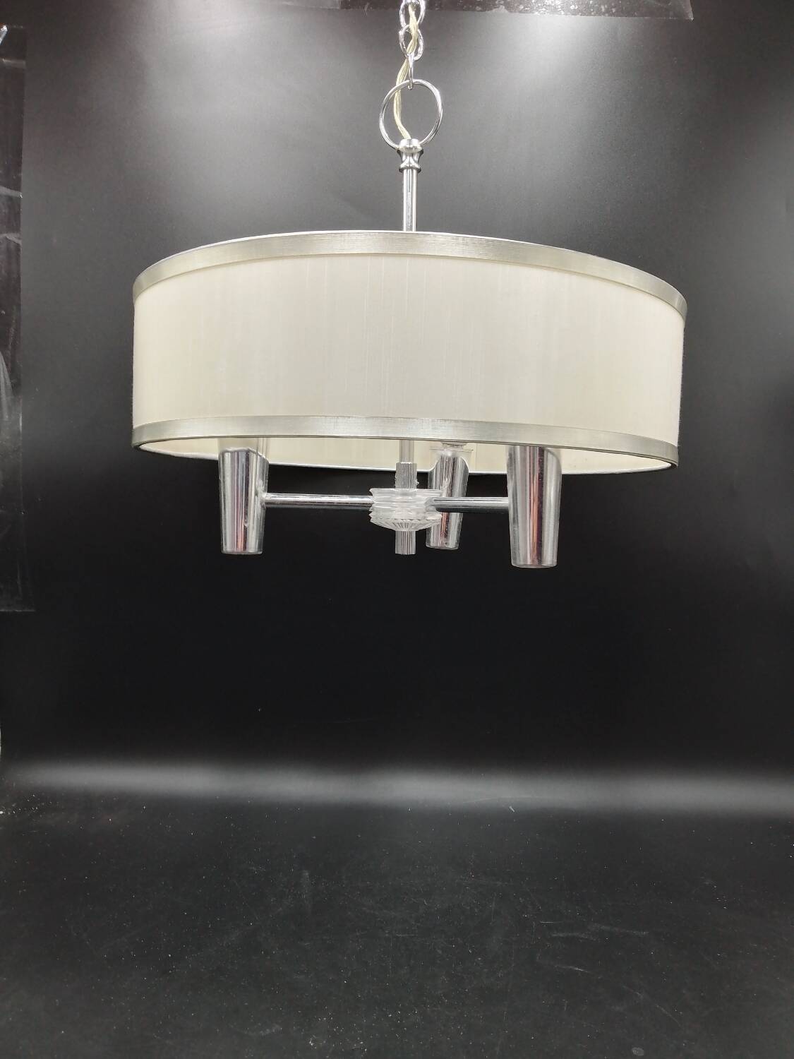 Vintage 3-light chandelier in silver and white plastic