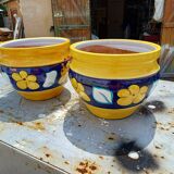 Pair of glazed terracotta planters