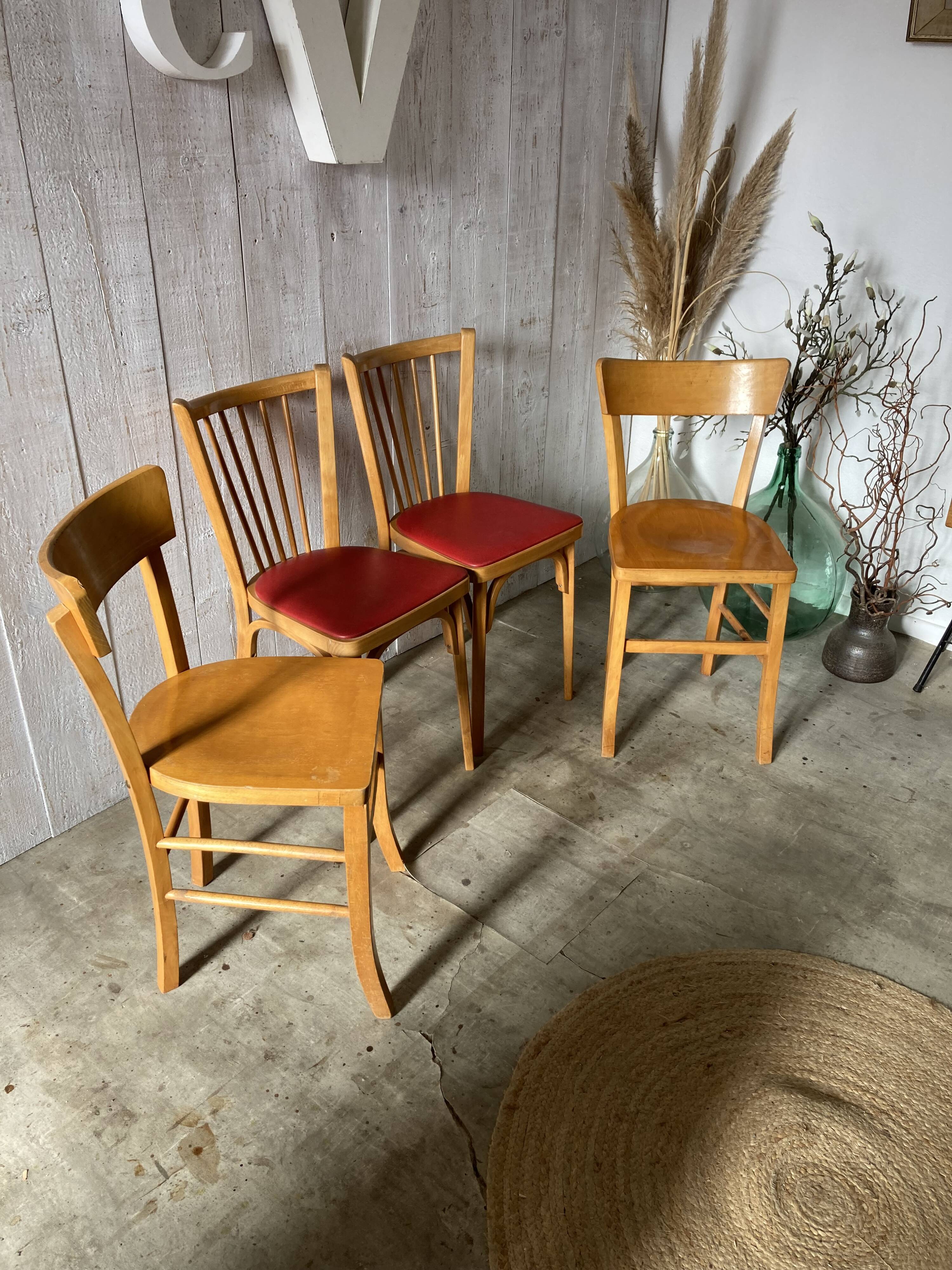 Set of 4 mismatched bistro chairs