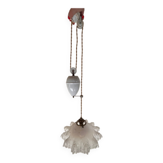 Suspension « monte et baisse » vintage opaline