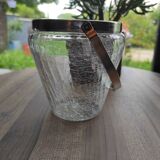 Ice bucket in silver-plated metal and crackled glass