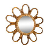 Mirror sun in rattan arched 48cm 1960