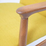Vintage original armchair designer E.Homa, 1960s, fully restored, yellow fabric