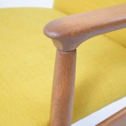 Vintage original armchair designer E.Homa, 1960s, fully restored, yellow fabric