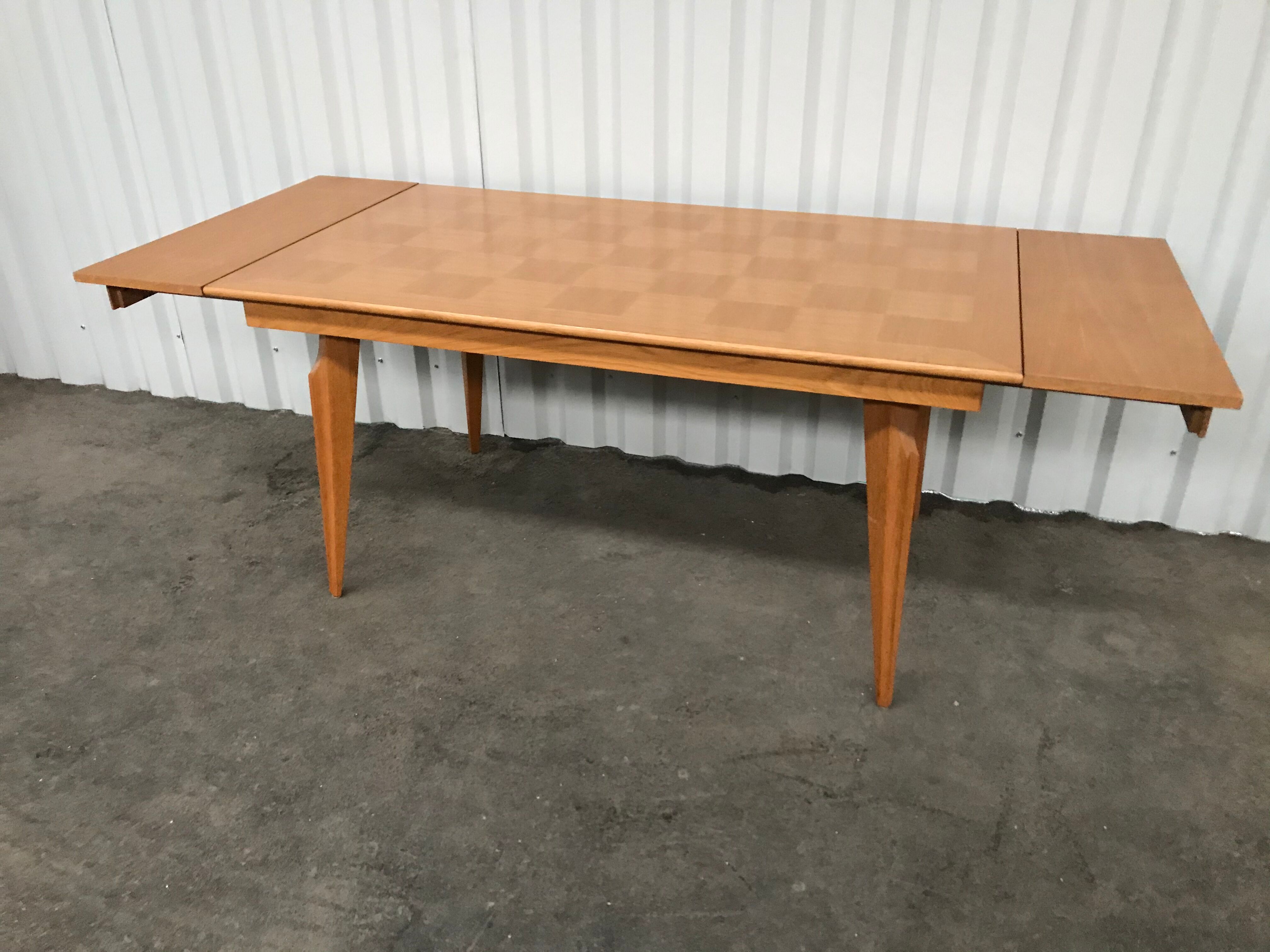Table à manger en chêne 1950 avec allonges 210cm