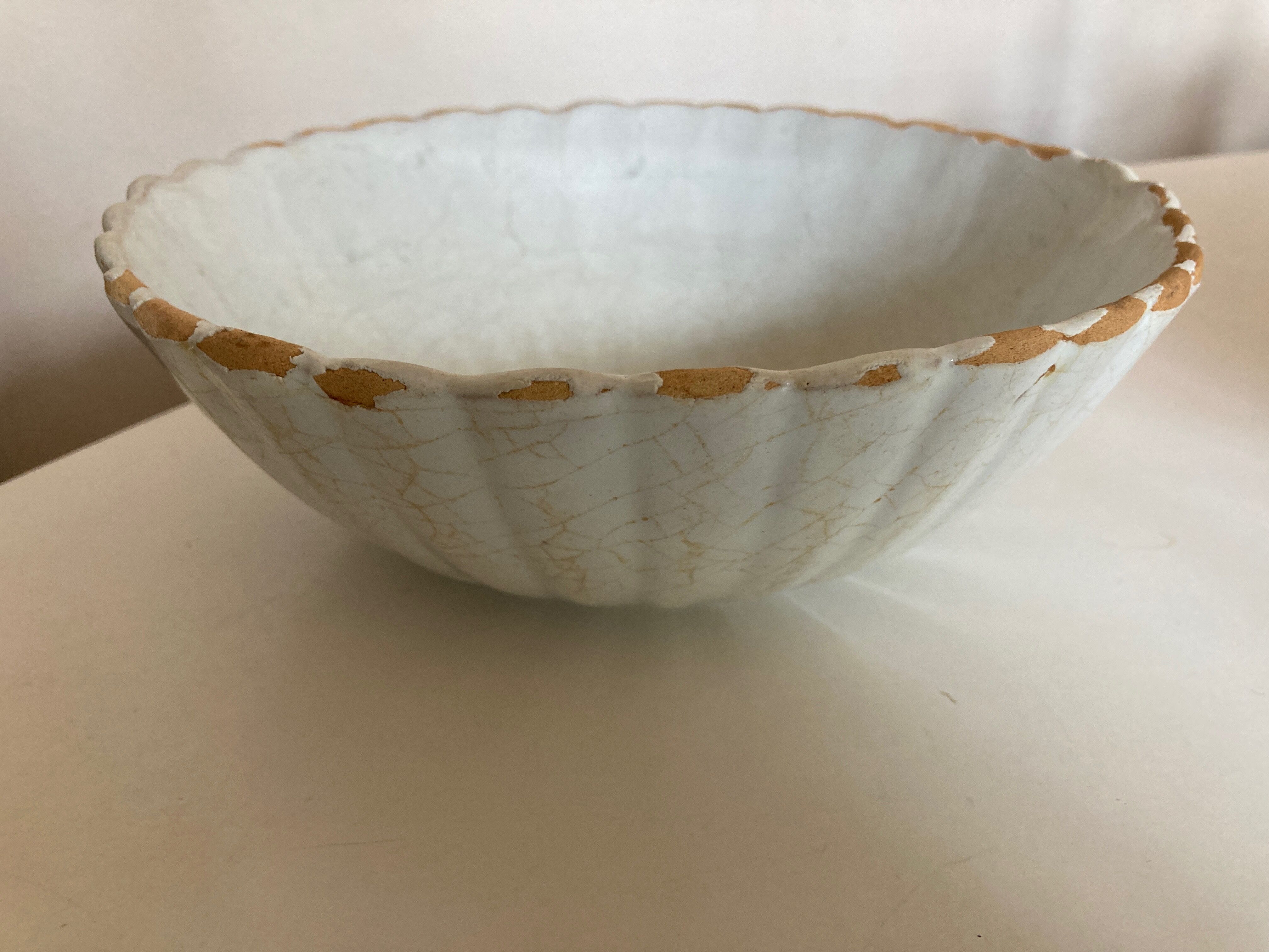 Enamelled earth godrons cup Vieux Moustiers 19th