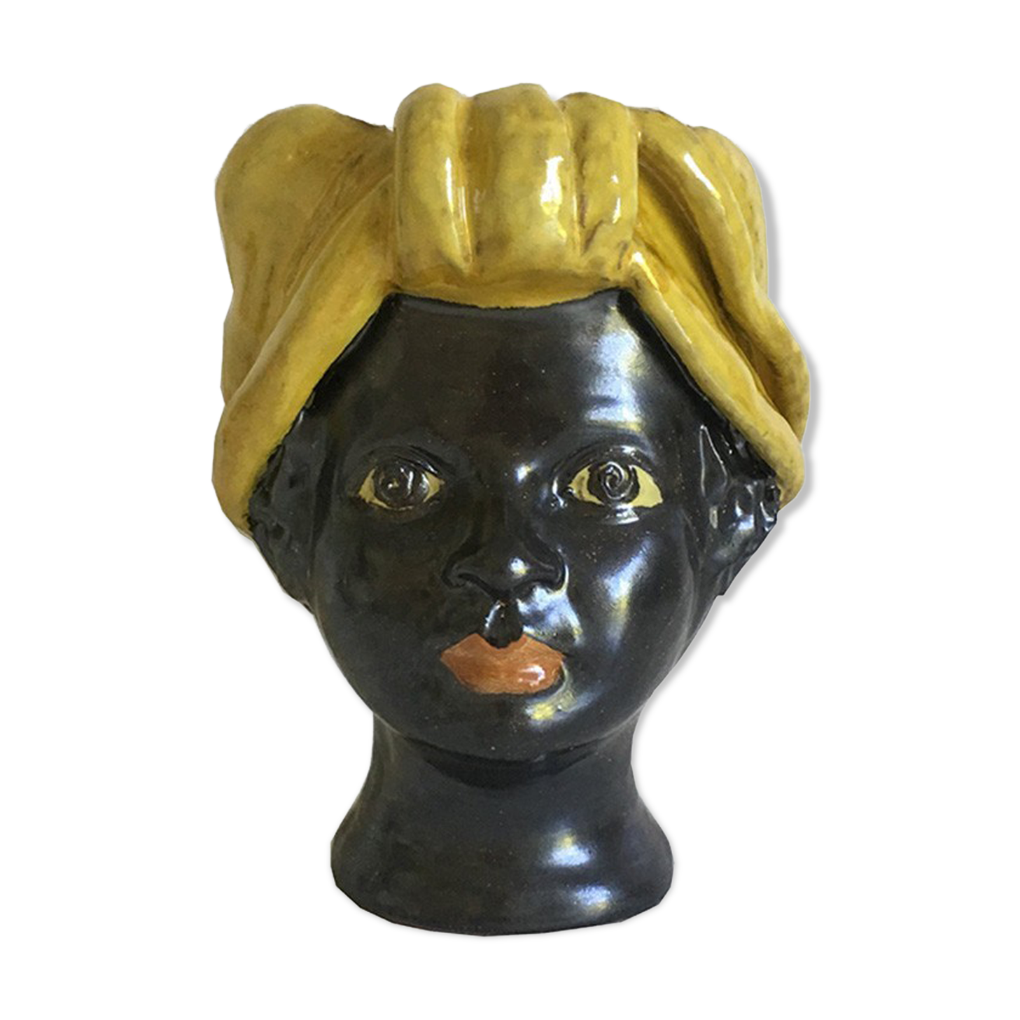 Mini yellow woman head vase