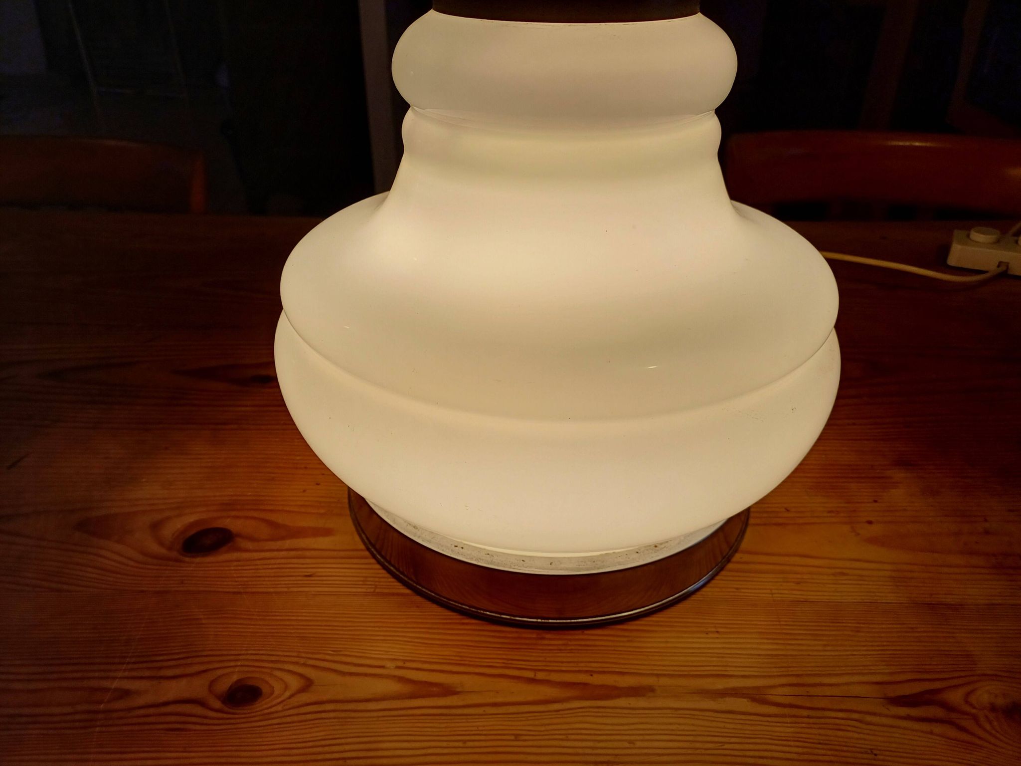 Vintage 1970s White Opaline Lamp