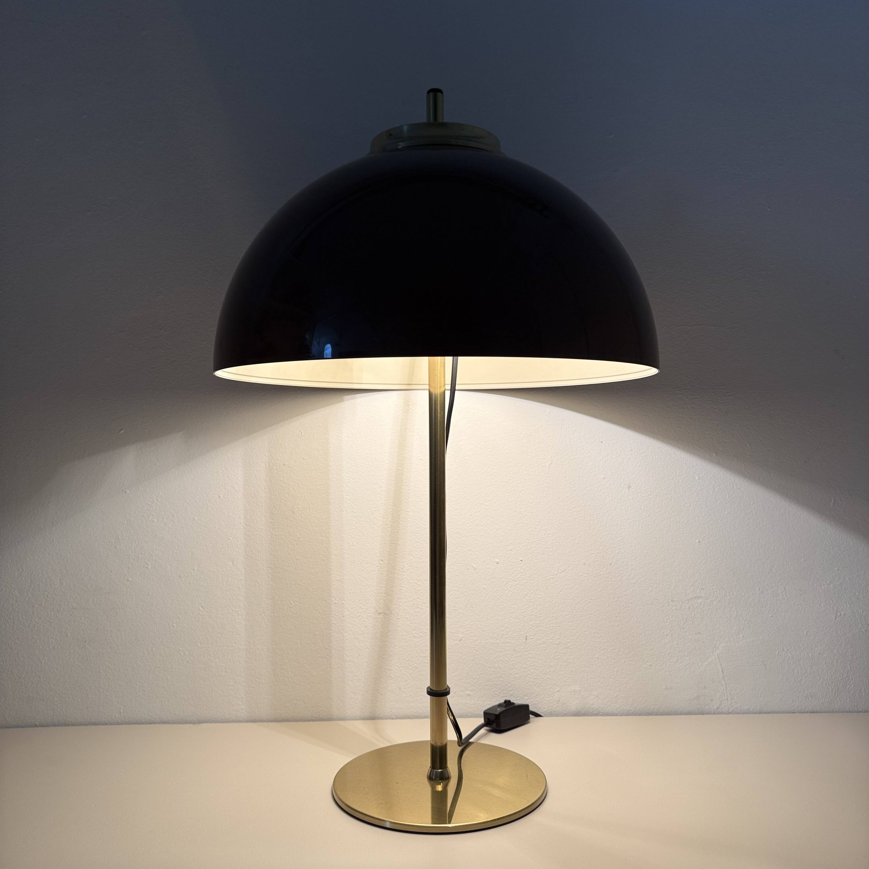 Vintage Mushroom table lamp with gold metal base , 1970s
