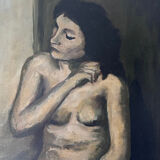 Brown female table signed R. Pauliere