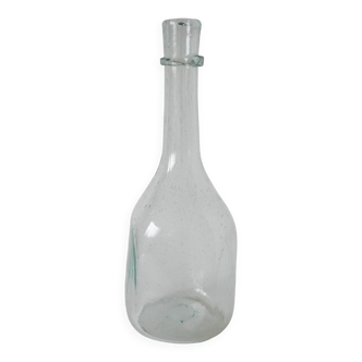 Large Biot style bubbled glass bottle, 1970