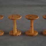 Set of 4 stools / bases in pine by Rainer Daumiller, Danish, mid-20th century, 1970.