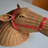 Rattan horse head 1960s 1970s
