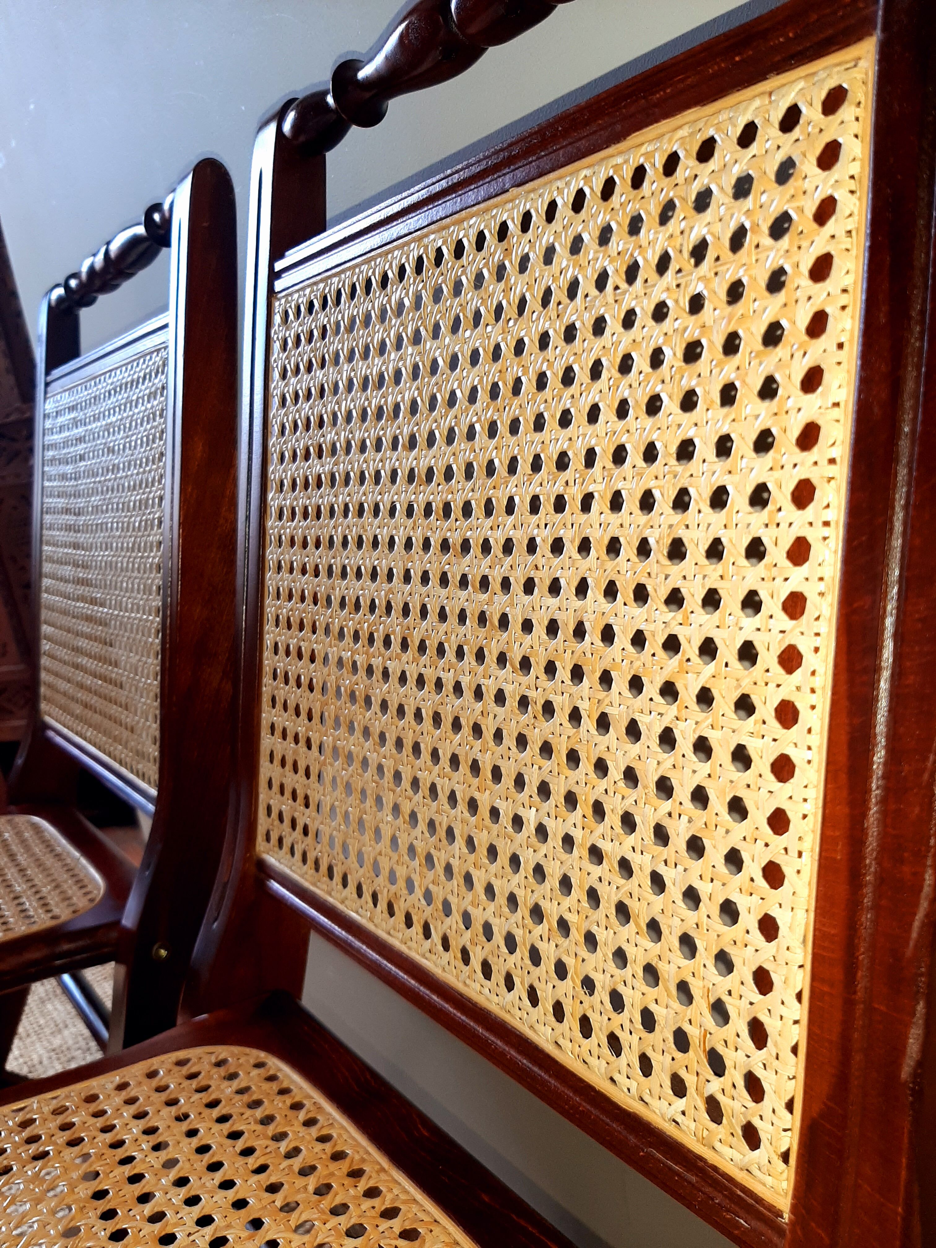 Folding wooden chairs and cannage