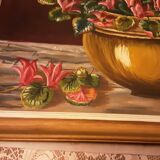 Oil on canvas cut of cyclamens 1974 signed garcin