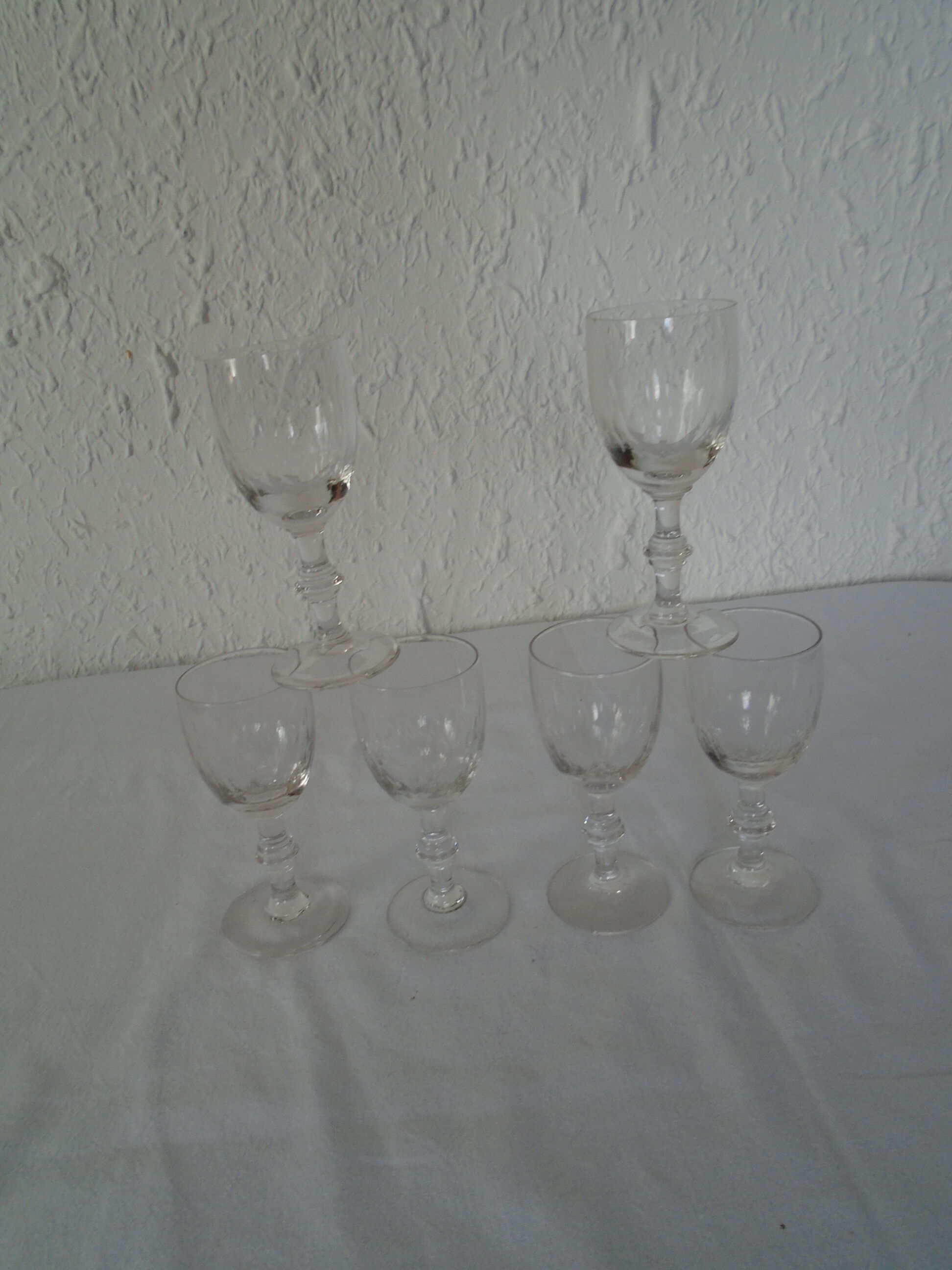 6 glasses old wine cut pattern rice grains
