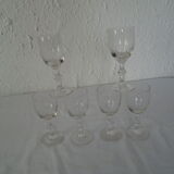 6 glasses old wine cut pattern rice grains