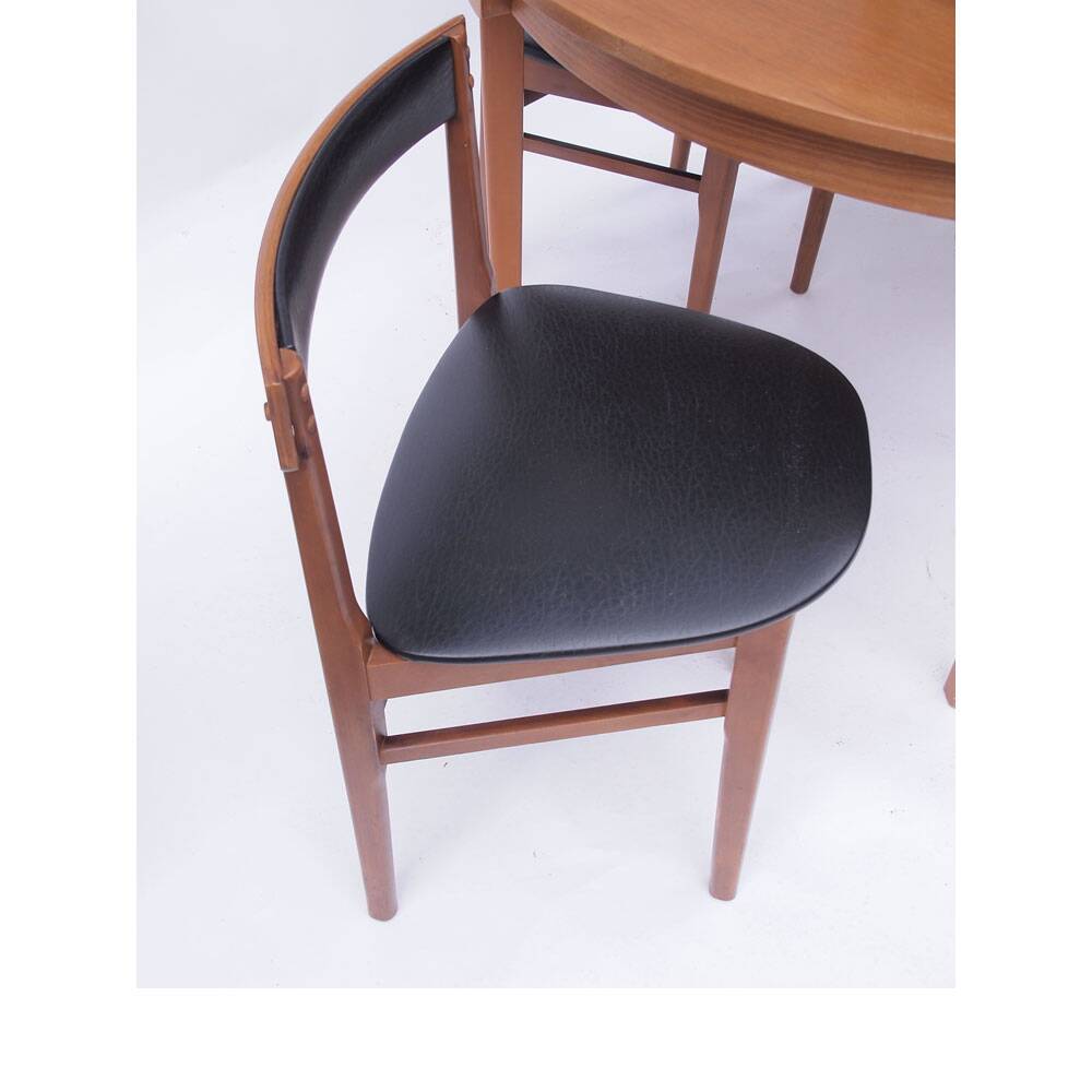 Table ronde à repas et ses 4 chaises vintage scandinave