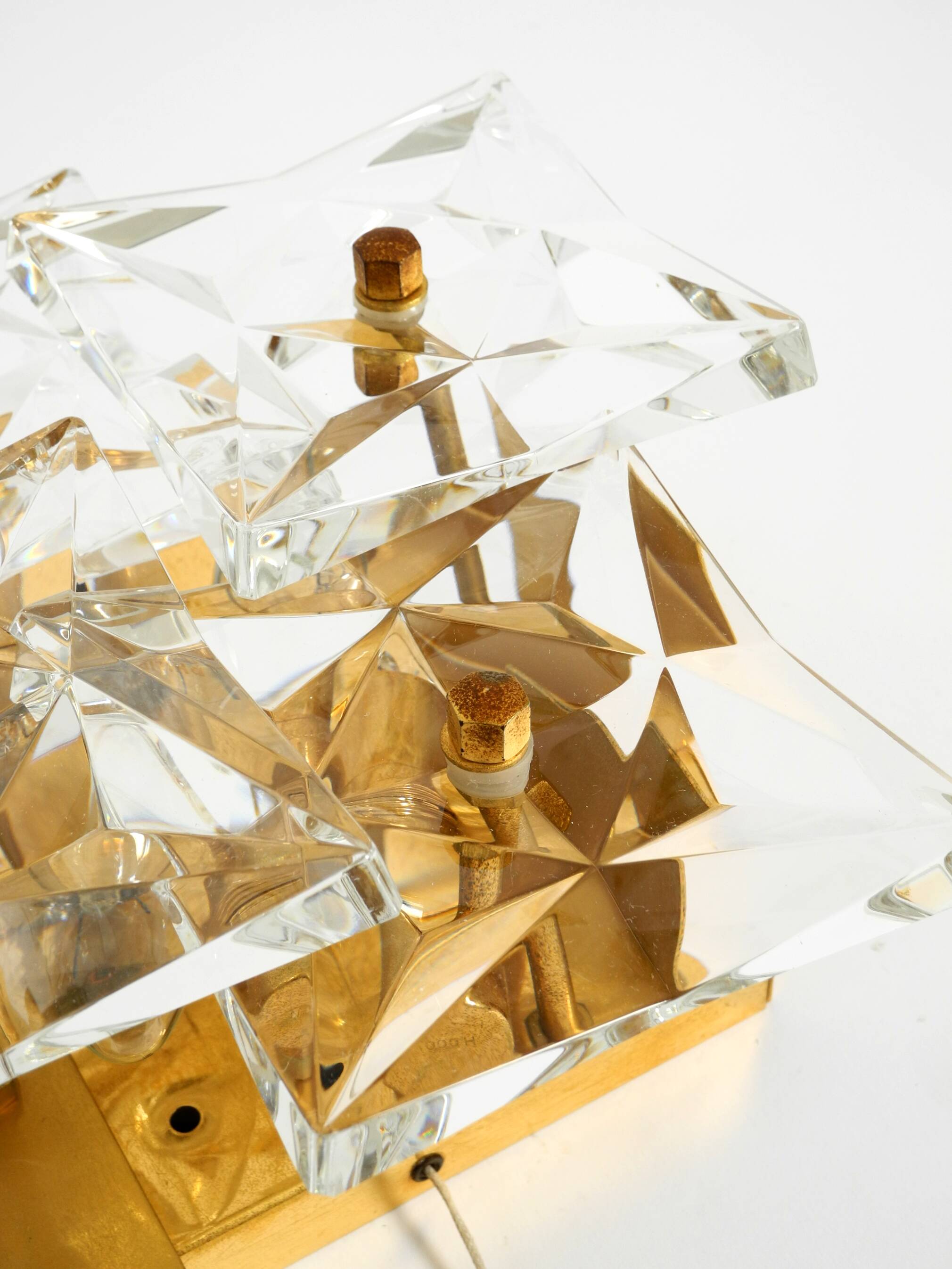 1960s Kinkeldey crystal glass and brass wall lamp in mint condition