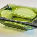 Geometric Glass Ashtray Vintage Green