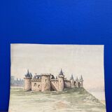 Double-sided watercolor castle landscape