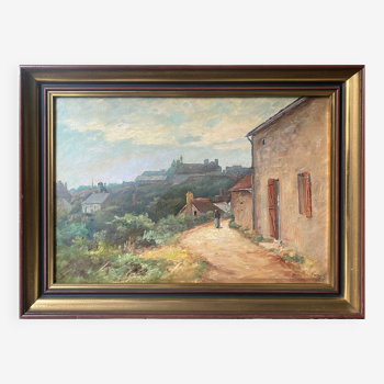 Hst painting "animated landscape" by hf vertet (1847-1924) known as l'abbé vertet