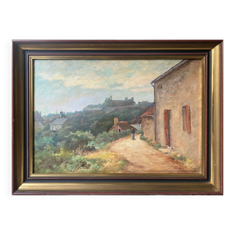 Hst painting "animated landscape" by hf vertet (1847-1924) known as l'abbé vertet