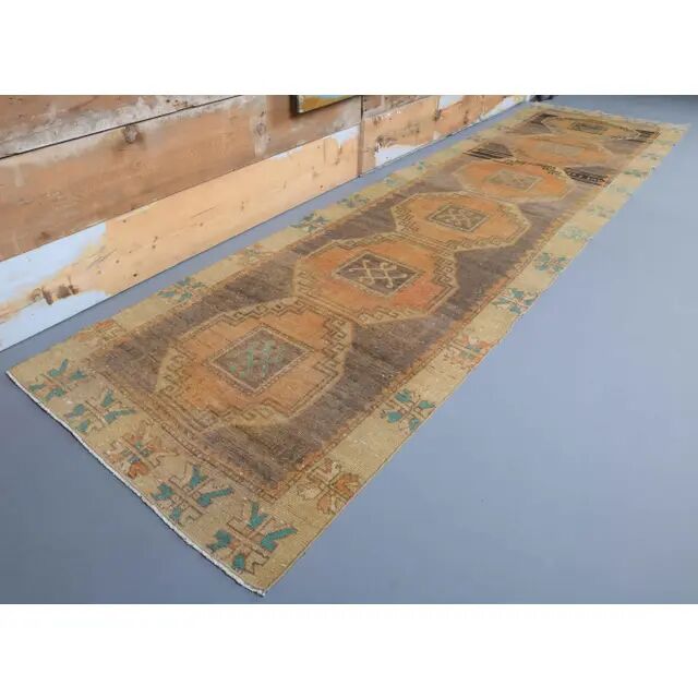 Semi-Vintage Turkish Hand-Knotted Runner 100x381
