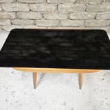 Small opaque black glass coffee table 1960
