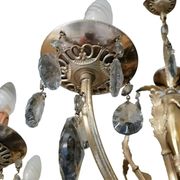 Lampadario a otto luci con pendenti in cristallo fumé, anni '50