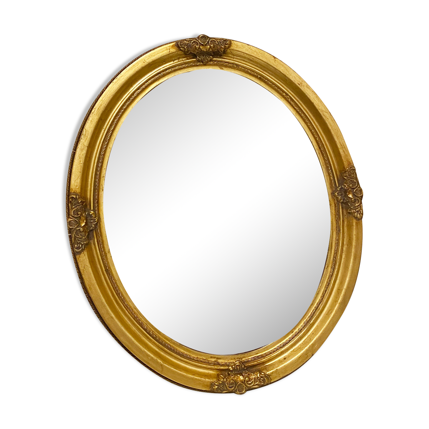 Golden oval mirror finished 62x50cm