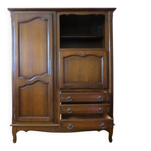 armoire secrétaire style ch^ne foncé année 1980