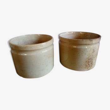 Two XIXeme jam jars in glazed earth