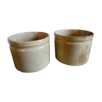 Two XIXeme jam jars in glazed earth