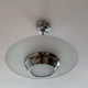 Art deco chandelier sandblasted glass and chrome France 1950