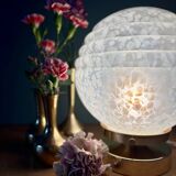 Vintage Art Deco globe table lamp in white Clichy glass