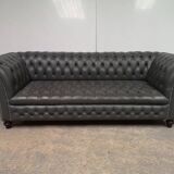 Gray leather Chesterfield sofa