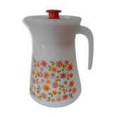 Pitcher Scania pourer carafe small orange flowers arcopal vintage