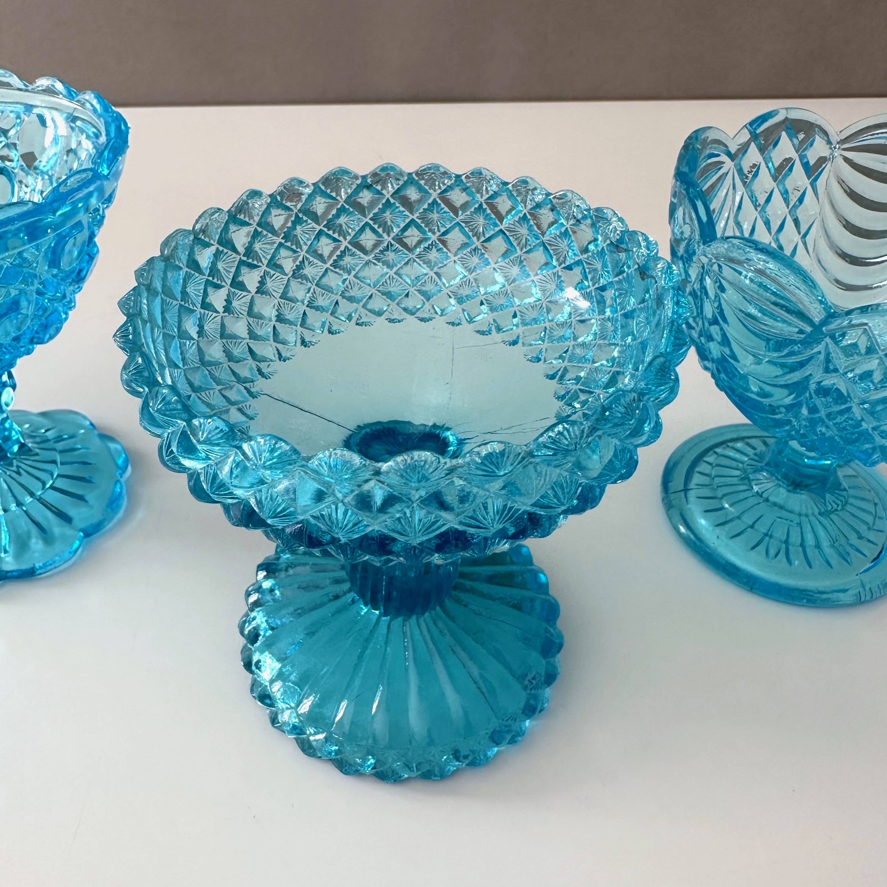 Pressed glass foot bowls art deco