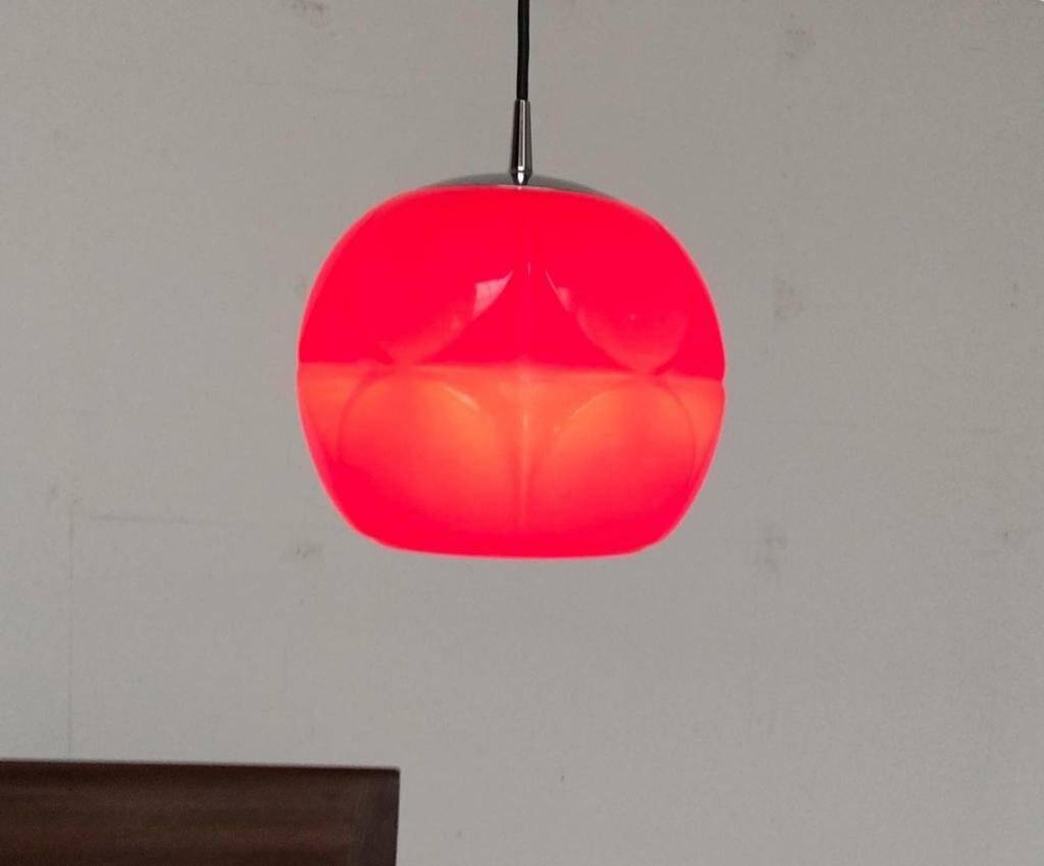 Vintage German space age glass ball pendant lamp by Peill & Putzler, 1970s.
