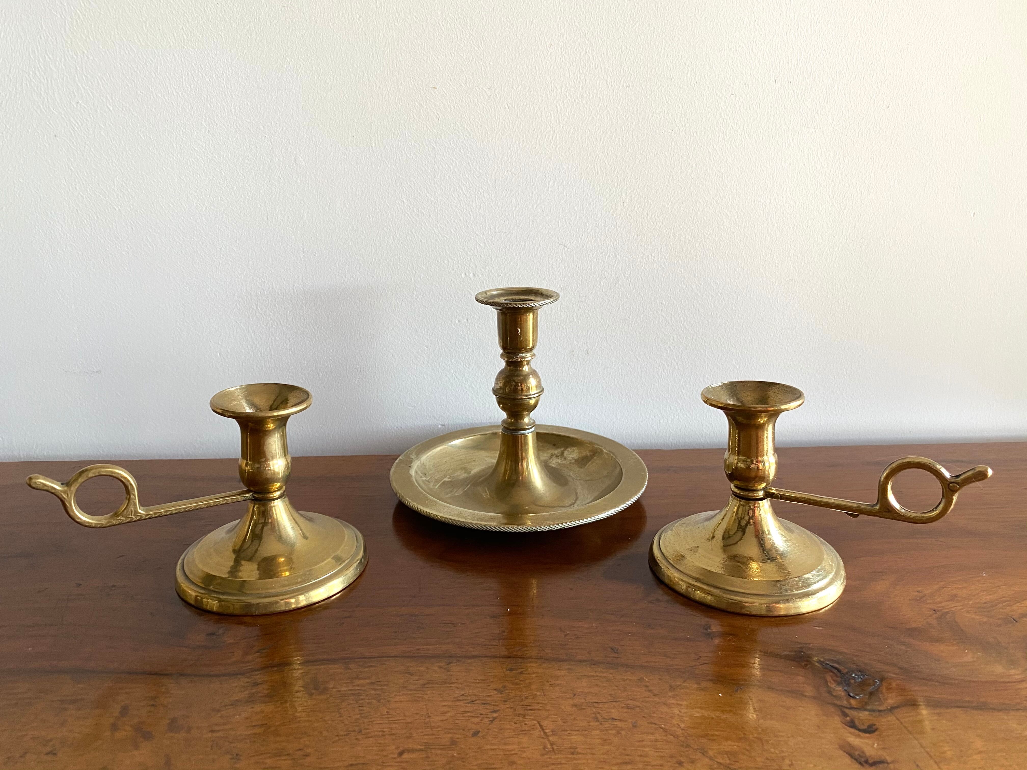 Antique brass candle holder