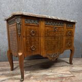 Commode sauteuse Transition estampillée en marqueterie de bois nobles